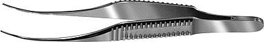 Gill Curved Iris Forceps With Serrations (E1475)